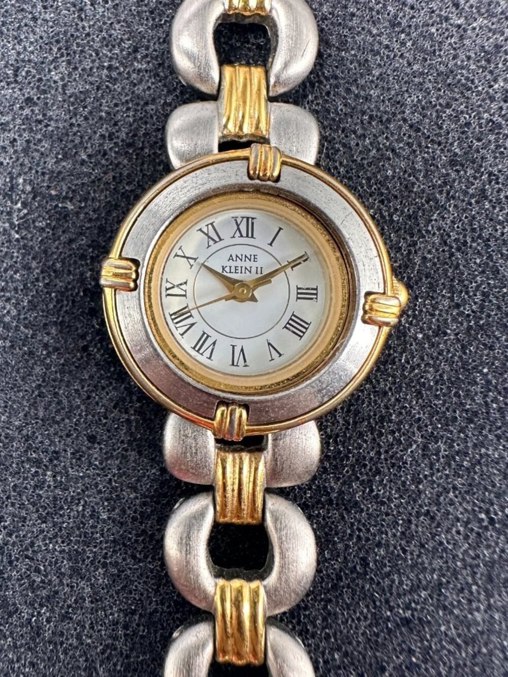 3/$30 Anne Klein Watch Women Silver Gold Two Tone 23MM Round 6.75 Inch